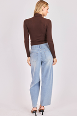 Light Gray Coralie Turtleneck Knit Top Top