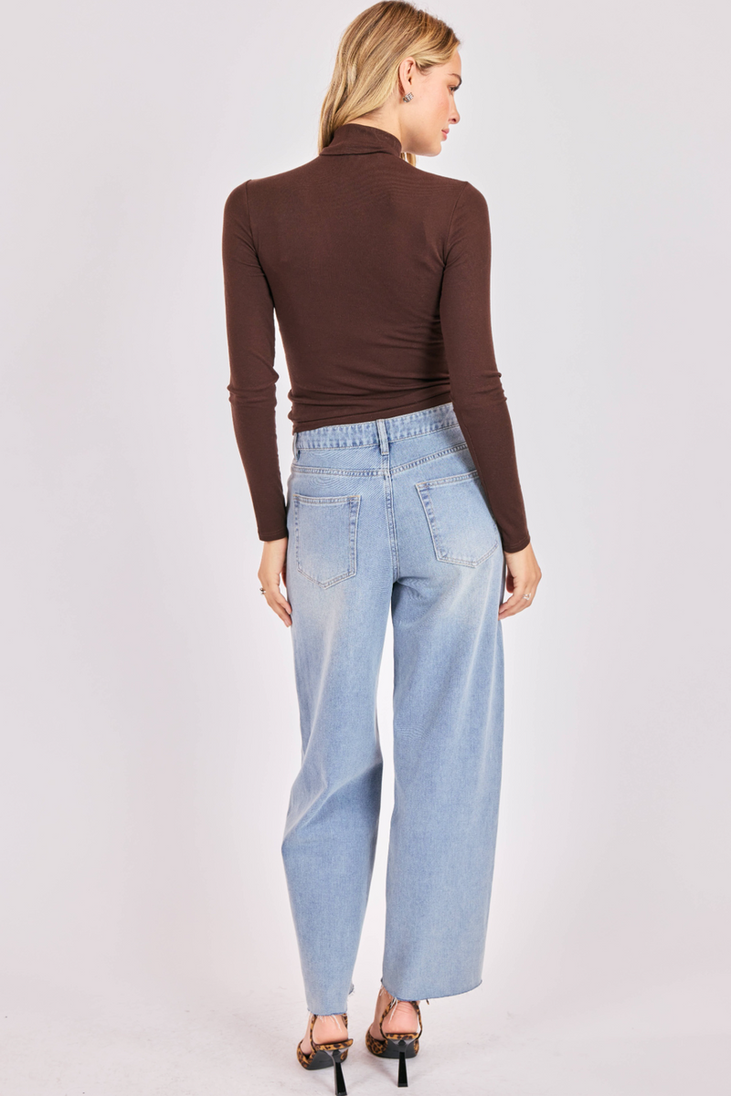 Light Gray Coralie Turtleneck Knit Top Top