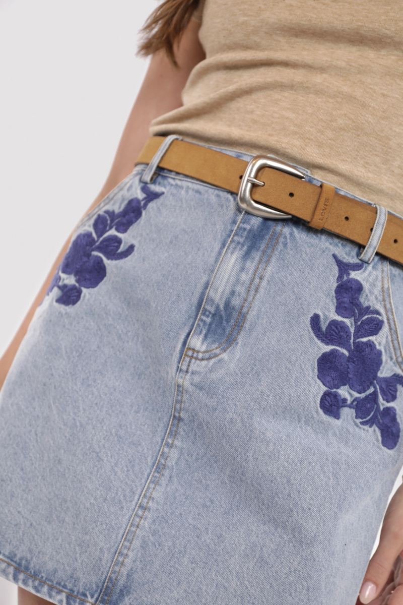 Dark Gray Mostly Likely Embroidered Denim Skirt Skirt