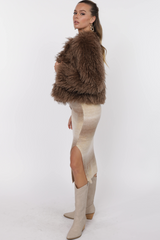 Light Gray Deep Woods Cropped Vegan Fur Jacket Jacket