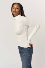 Light Gray Olive Rib Long Sleeve Turtleneck Top