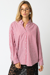 Antique White Cherry Striped Shirt Shirt