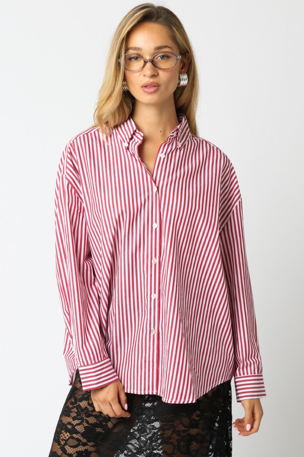 Antique White Cherry Striped Shirt Shirt