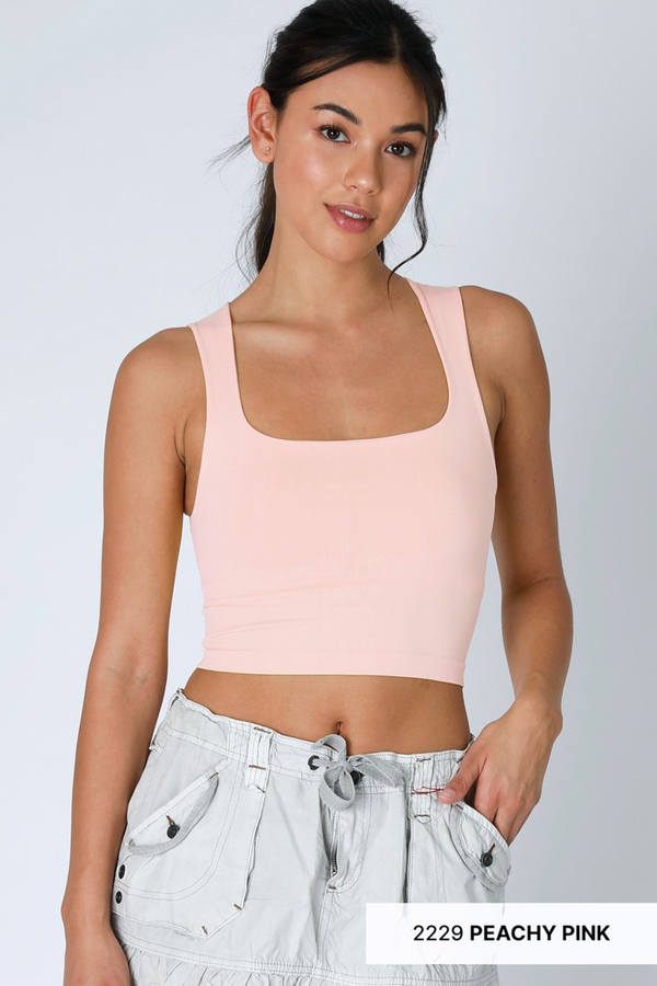 Light Gray Jonah Crop Square Neck Top Tank Top