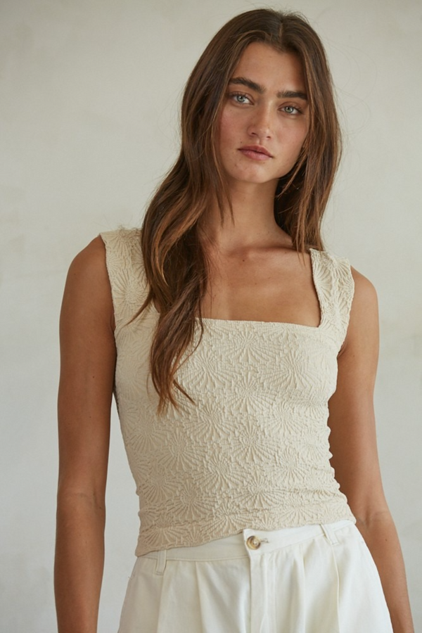 Gray Bessie Jacquard Square Tank Tank