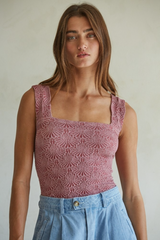 Gray Bessie Jacquard Square Tank Tank