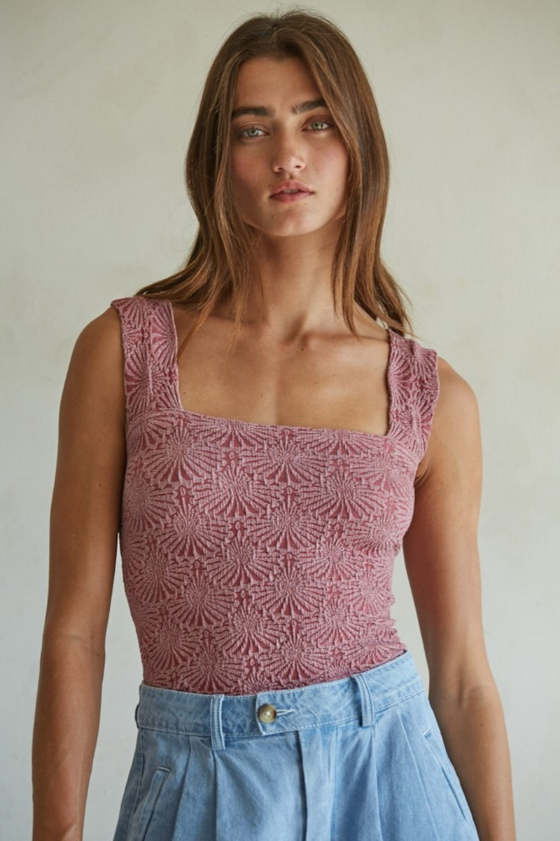 Gray Bessie Jacquard Square Tank Tank