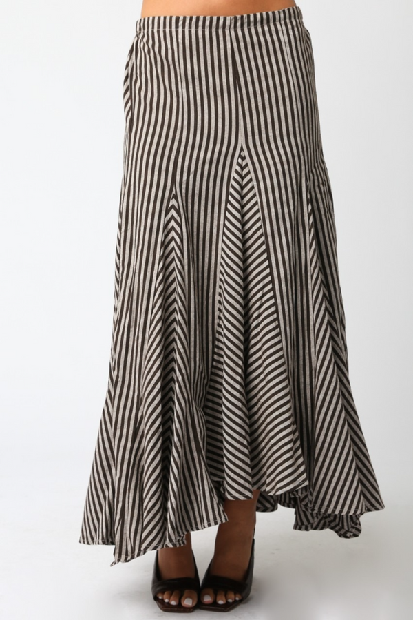 Dark Slate Gray Toffee Whirl Striped Maxi Skirt Maxi Skirt