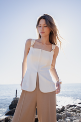 Light Gray Metal & Motives Corset Top Top