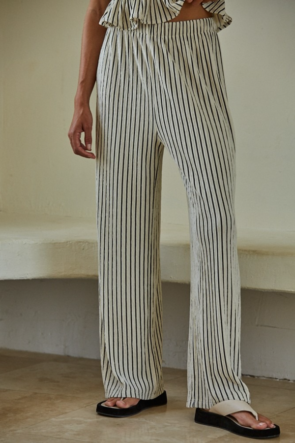 Slate Gray Tate Striped Pant in Natural/Black Pant