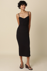 Black Barbara Ruched Bodycon Dress Maxi Dress