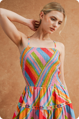 Rosy Brown Rainbow Rhythm Midi Dress Midi Dress