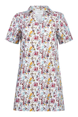 Light Gray Wells Dress in Aqueous Petals Mini Dress