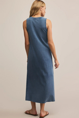 Gray Coastline Jersey Denim Dress Midi Dress