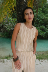 Gray Sloane Knit Striped Top Top