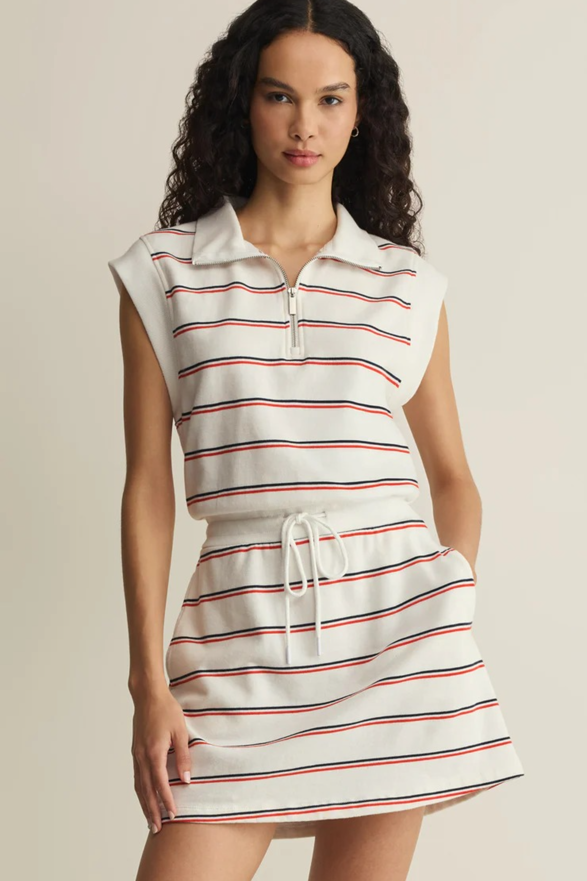 Z SUPPLY Activewear Women's Country Club Striped Dress, White Z SUPPLY Activewear Women's Country Club Striped Dress, White