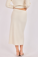 Light Gray Cosette Rib Midi Skirt Midi Skirt