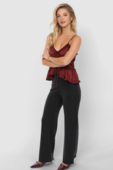Light Gray One Look Ruffle Trim Top Top