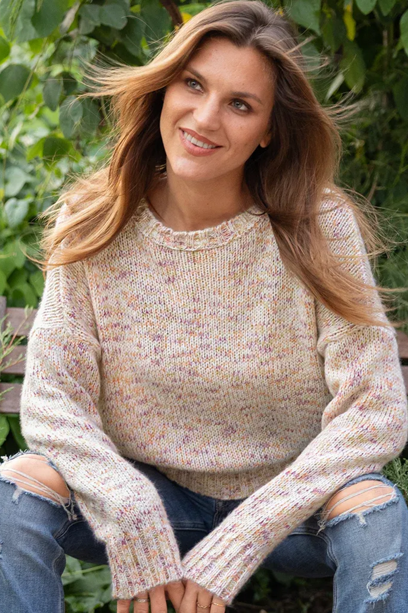 Rosy Brown Josef Marled Crew Chunky Sweater