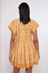 Lavender Zelda Shirt Sleeve Dress in Bowen Deco Print Mini Dress