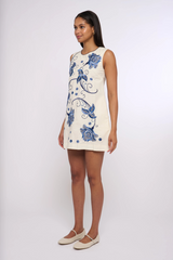 Light Gray Tiffany Mini Dress in Kimber Embroidery Mini Dress