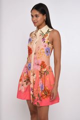 Light Gray Sierra Mini Dress in  Splendor In The Garden Print Mini Dress