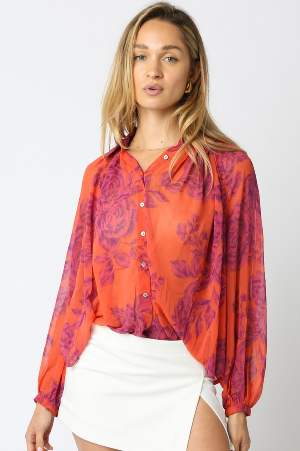 Sienna Sunset Bloom Floral Top Top