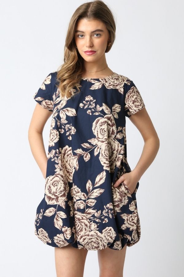 Dark Slate Gray Moonkissed Petals Bubble Dress Mini Dress