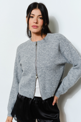 Light Gray Bennie Zip Cardigan Cardigan