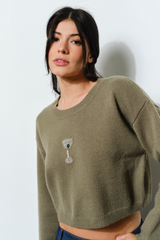 Light Gray Penny Bead Martini Sweater Sweater