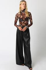 Light Gray Ashland PU Wide Leg Pant Pant