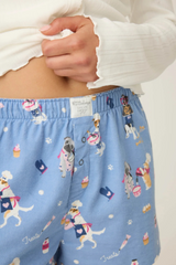 Gray Baked Woof Love Dog Print Flannel Shorts Short