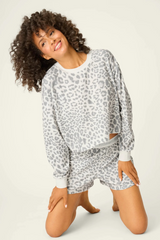 Light Gray Boyfriend Boxer Leopard Print Shorts Set Pajamas