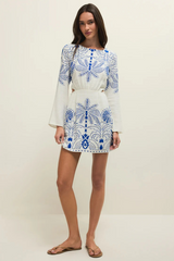Antique White Tahina Airy Palm Mini Dress Mini Dress