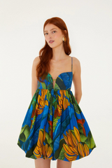 Seashell Banana Grapes Blue Sleeveless Mini Dress Mini Dress