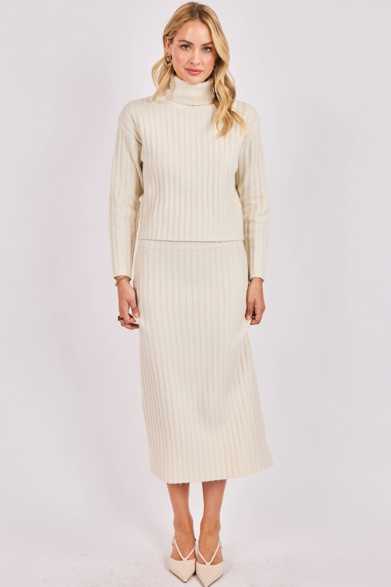 Light Gray Cosette Turtleneck Rib Sweater Sweater