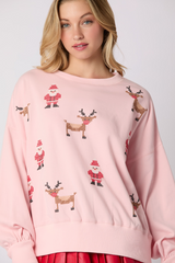 Thistle Santa & Rudolph Cross Stitch Embroidery Sweatshirt Sweatshirt