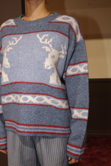 Dim Gray Antlers & Wings Pullover Sweater Sweater