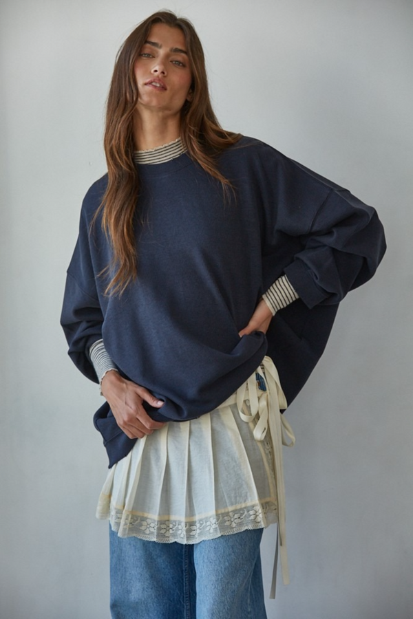 Dark Gray Oxford Crew Pullover Sweater