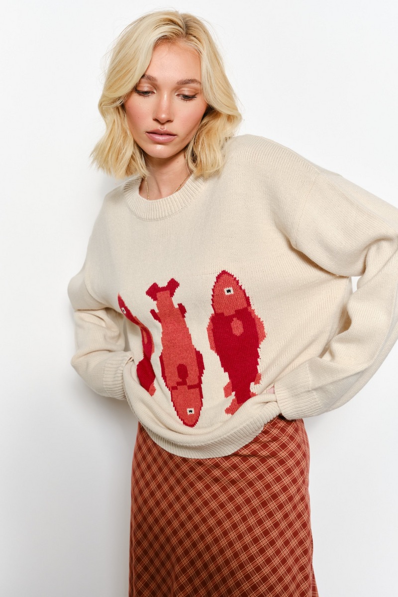 Light Gray Shawnee Fish Sweater Sweater