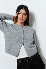 Light Gray Bennie Zip Cardigan Cardigan