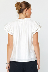 Lavender Maple Lace Short Sleeve Blouse Blouse