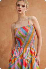 Dark Khaki Rainbow Rhythm Midi Dress Midi Dress