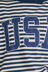 Dark Slate Gray USA Embroidered Stripe Mock Neck Sweatshirt Sweatshirt