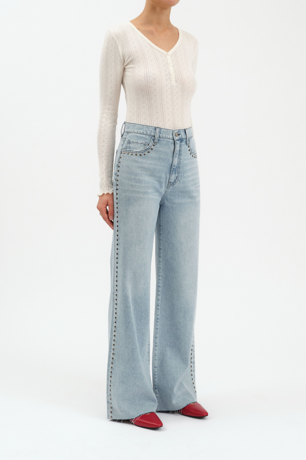 White Smoke Far Out High Rise Wide Leg | Lets Dance Jeans