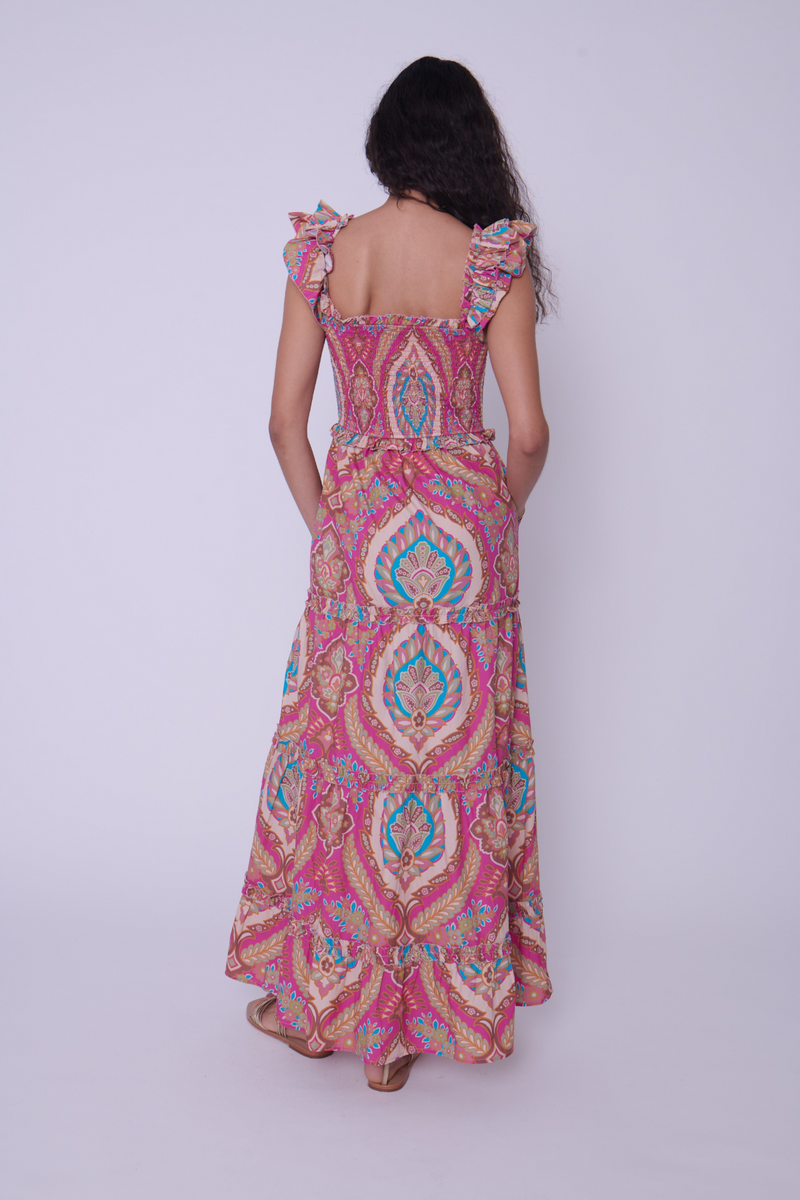 Gray Gaya Dress in Jupiter Print Pink Maxi Dress