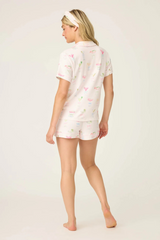 Antique White Pretty Punch Cocktail Print 3-Piece Short Set Pajamas