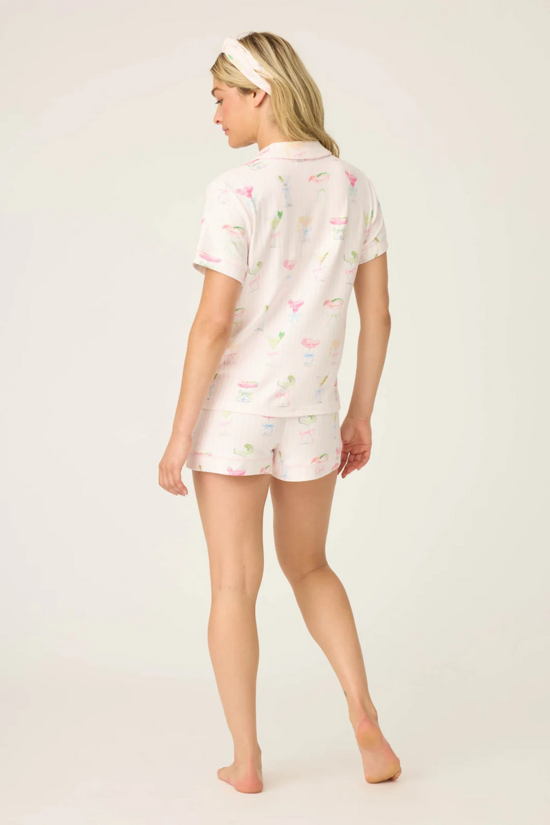 Antique White Pretty Punch Cocktail Print 3-Piece Short Set Pajamas