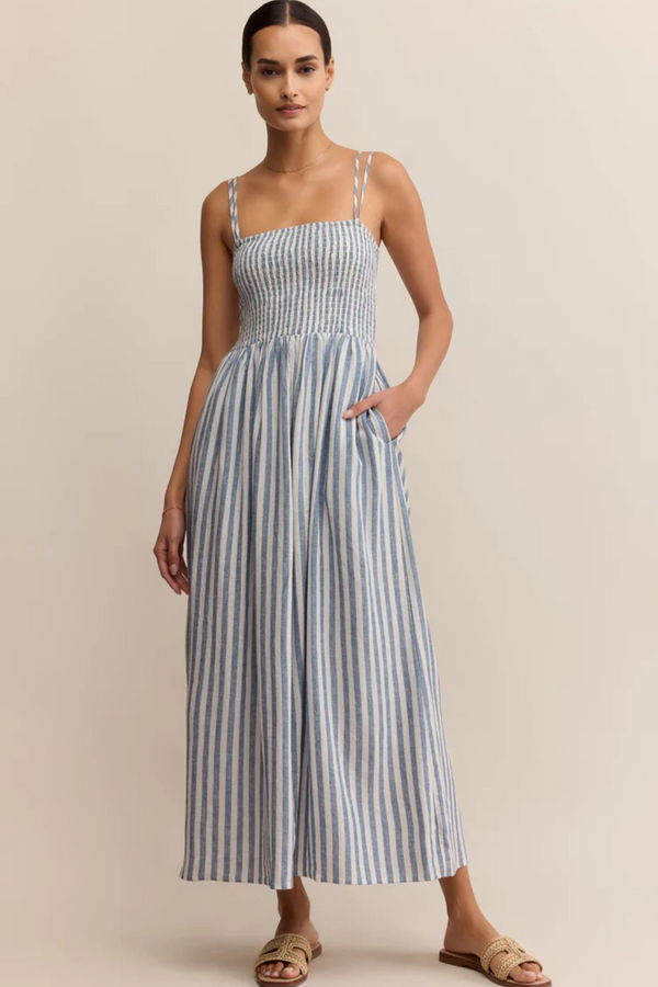 Gray Nadine Striped Midi Dress Midi Dress