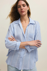 Antique White The Perfect Linen Stripe Top Shirts & Tops